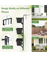 Costway Hanging Vertical Planter with 3 Planter Boxes & Detachable Hooks for Flowers