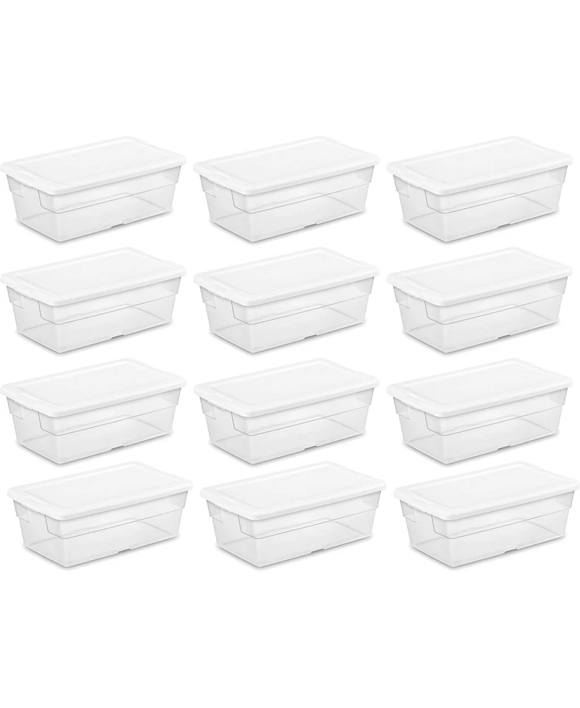 Sterilite 6 Quart Storage Box Stackable Bin with Lid, Plastic Container, 12 Pack