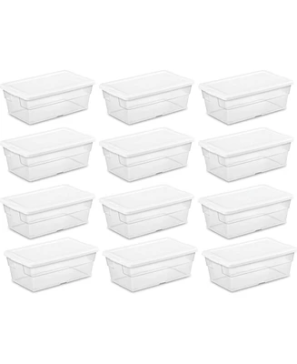 Sterilite 6 Quart Storage Box Stackable Bin with Lid, Plastic Container, 12 Pack