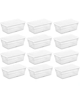 Sterilite 6 Quart Storage Box Stackable Bin with Lid, Plastic Container, 12 Pack