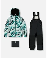 Deux par Boy Two Piece Snowsuit Printed Glaciers And Black - Child