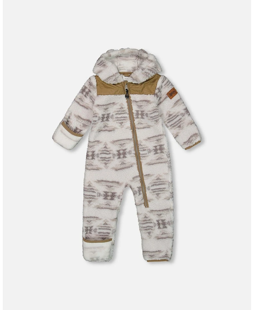 Deux par Baby Unisex One Piece Plush Gray And Beige