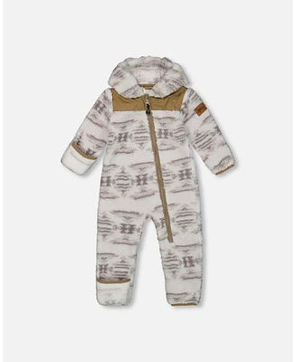 Deux par Baby Unisex One Piece Plush Gray And Beige