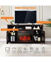 Gymax 59'' Fireplace Tv Stand W/ 25'' 1350W Electric Fireplace Heater Coffee