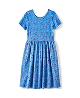 Lands' End Girls Short Sleeve Gathered Waist Jersey Dress