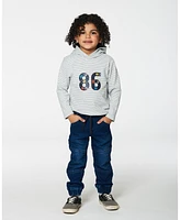 Deux par Big Boys Super Soft Hooded T-Shirt With Print Gray Stripe