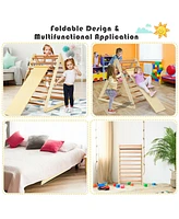 Skonyon Foldable Wooden Triangle Climber with Reversible Ramp for Kids