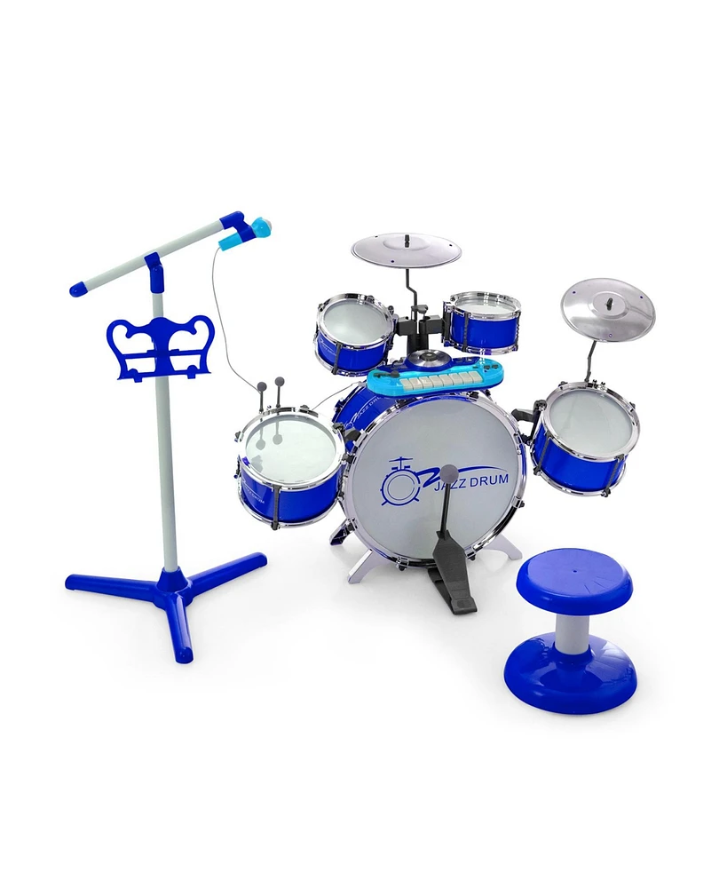 Sugift Kids Jazz Drum Keyboard Set with Stool and Microphone Stand