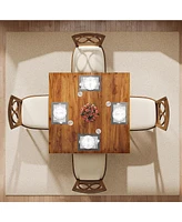 Tribesigns Wood Dining Table Farmhouse Kitchen for Room Living Room, 2-4 Person Square Dinner Tables with Wooden Legs O