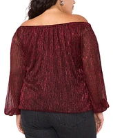 Vince Camuto Plus Metallic Off-The-Shoulder Top