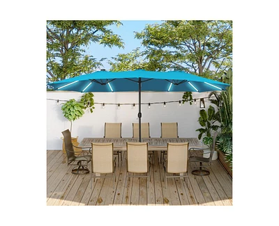 Casainc Patio Umbrella with Solar Led Strip Lights