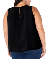 Vince Camuto Plus Shirred-Neck Embellished Top