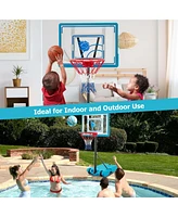 Costway Pool Basketball Hoop 3.8-4.4 Ft Adjustable Poolside BasketballGoal System