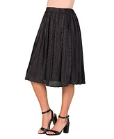 24seven Comfort Apparel Women's Elegant Pleated Elastic Waist Party Midi Skirt