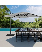 Boyel Living 10 ft. 360 B0; Rotation Square Cantilever Patio Umbrella with Base and Led Light