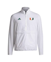 Adidas Men's White Miami Hurricanes Coaches Sideline Half-Zip Jacket