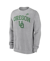 Nike Men's Heather Gray Oregon Ducks Legacy Classic Tackle Twill Embroidered Arch Over Logo Pullover Sweatshirt