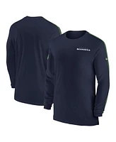 Nike Men's College Navy Seattle Seahawks Sideline Coach Uv Performance Long Sleeve T-Shirt