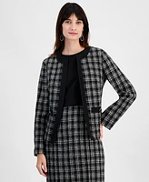 Kasper Women's Tipped Tweed Collarless Jacket , Regular and Petite Sizes