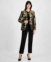 Kasper Women's Metallic Jacquard Collarless Jacket, Regular and Petite Sizes