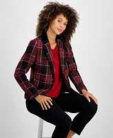 Kasper Women's Plaid Tweed Blazer, Regular and Petite Sizes