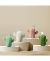 Ventray 4 Pcs 3" Cactus Shaped Scented Candle Set