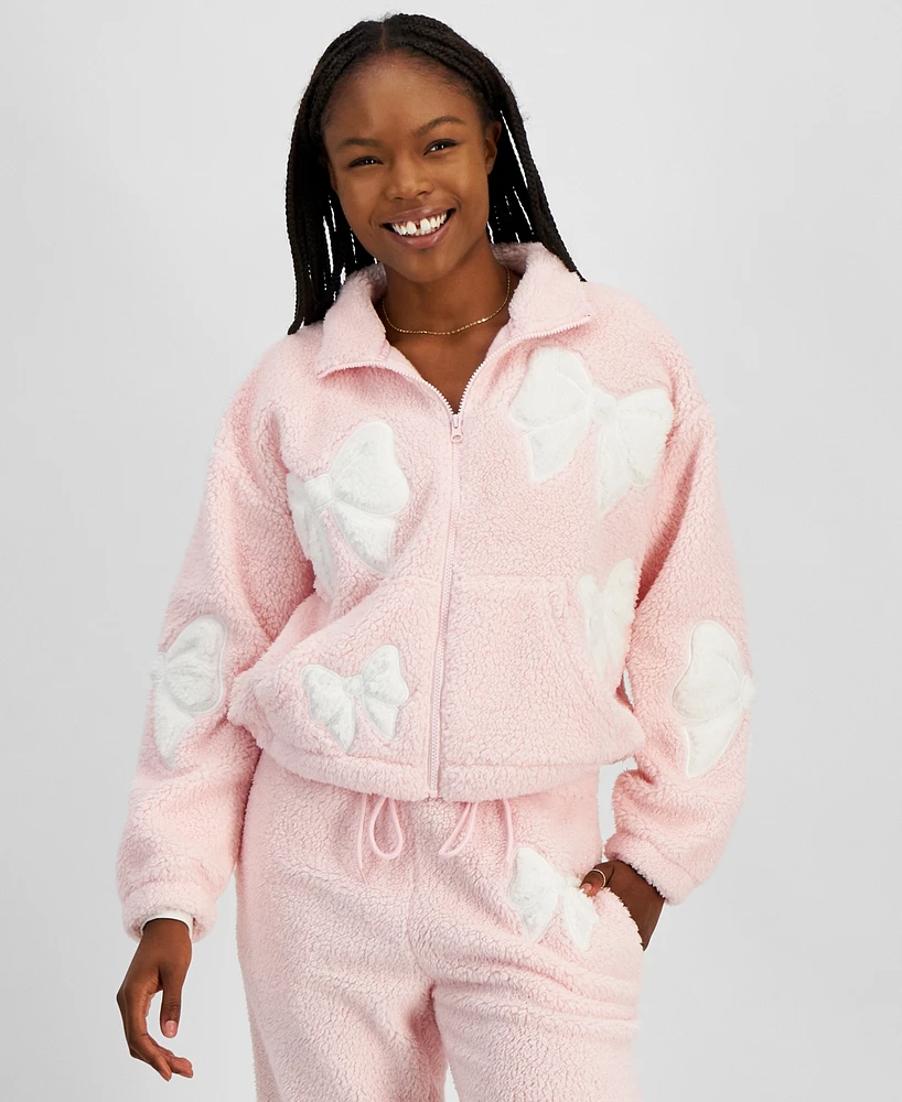 Madden Girl Juniors' Cozy Sherpa Zip-Up Jacket