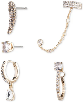 Emily in Paris Gold-Tone 5-Pc. Set Pave Crystal & Cubic Zirconia Mix & Match Earrings