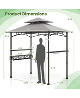 Skonyon 8 x 5 Ft Outdoor Grill Gazebo with 2 Side Shelves and 20 Hooks