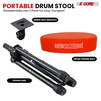 5 Core Drum Throne Padded Guitar Stool Height Adjustable Music Chair Ds 01 Org