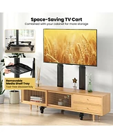 Gymax Rolling Tv Stand for 32''-85'' Flat/Curved Led/Lcd/Oled/4K TVs up to 132 Lbs