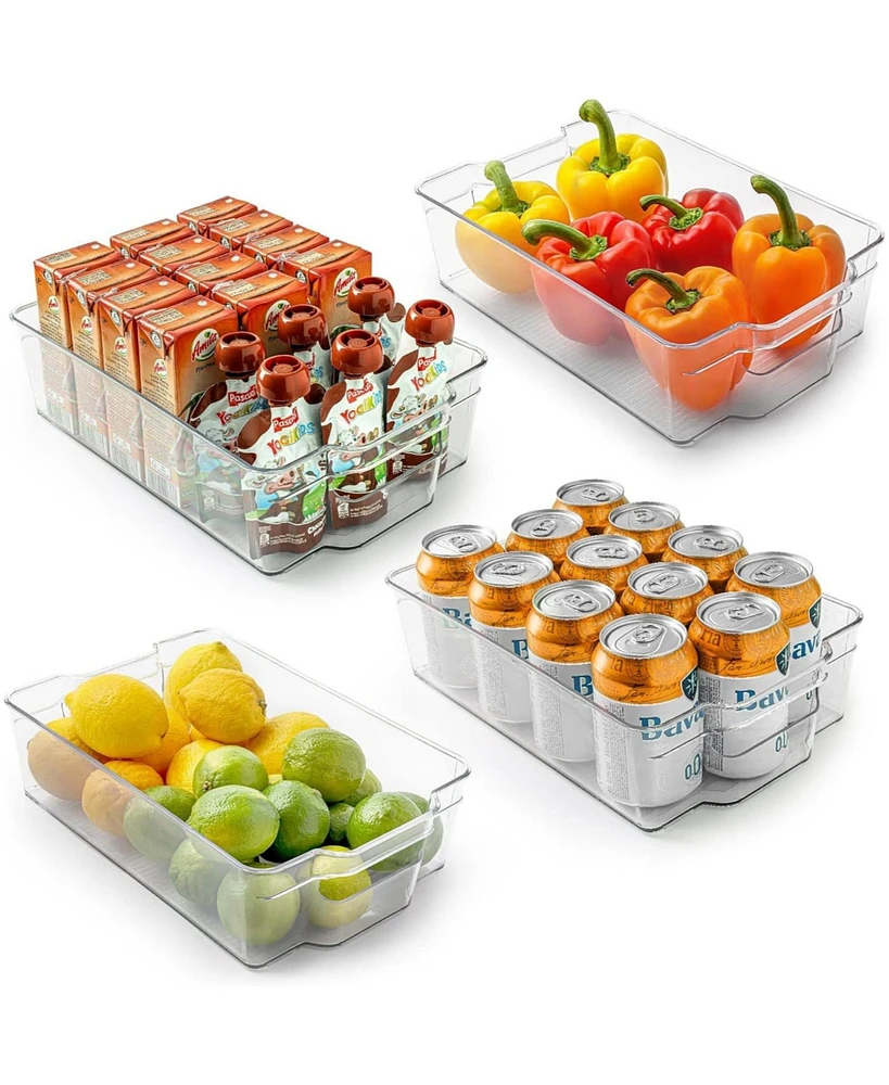 Zulay Kitchen 4 Pack Clear Refrigerator Organizer Bins