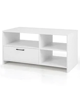 Gymax Tv Stand Modern Media Console Table w/ Drawer & 3 Compartments for TVs up to 50''