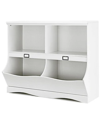 Gymax Children Storage Unit Kids Bookshelf Bookcase Baby Toy Organizer Shelf White