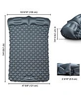 Yescom Double Sleeping Pad 2 Person Inflatable Camping Mat w/ Pillow Foot Pump Outdoor