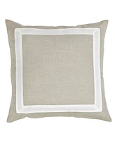 Ihi Home Natural Linen Cotton Pillow with White Border, Natural White