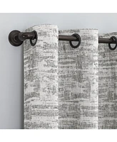 Sun Zero Parrish Distressed Grid Thermal Extreme 100% Blackout Grommet Curtain Panel, 40" x 84"