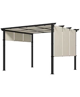 Outsunny 10' x 12' Metal Pergola with Retractable Canopy for Patio, Deck