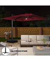 Boyel Living 10x10 ft. 360°Rotation Square Cantilever Patio Umbrella with Bluetooth Speaker and Led Light