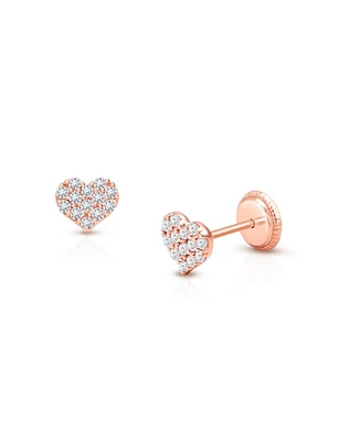 Tiny Blessings Children's 14K Gold Dearest Heart Studs Girls' Screw Back Earrings