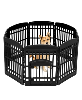 Iris Usa 34" Exercise 8-Panel Pet Playpen with Door, Dog Playpen, for Small, Medium, and Large Dogs, Keep Pets Secure, Easy Assemble, Fold It Down, Ea