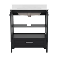 Argos Single Sink Bathroom Vanity With Undermount Basin, Soft-Close Cabinet, Easy-Glide Drawer, And Carrara Marble Finish Countertop