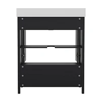 Argos Single Sink Bathroom Vanity With Undermount Basin, Soft-Close Cabinet, Easy-Glide Drawer, And Carrara Marble Finish Countertop