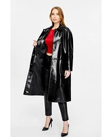 Furniq Uk Women's Leather Trench Coat, Black