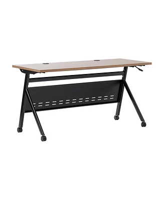 Emma+Oliver Griffin Heavy-Duty Flip Top Training Table With Nesting Design, Privacy Panel, Y-Legs, Tabletop