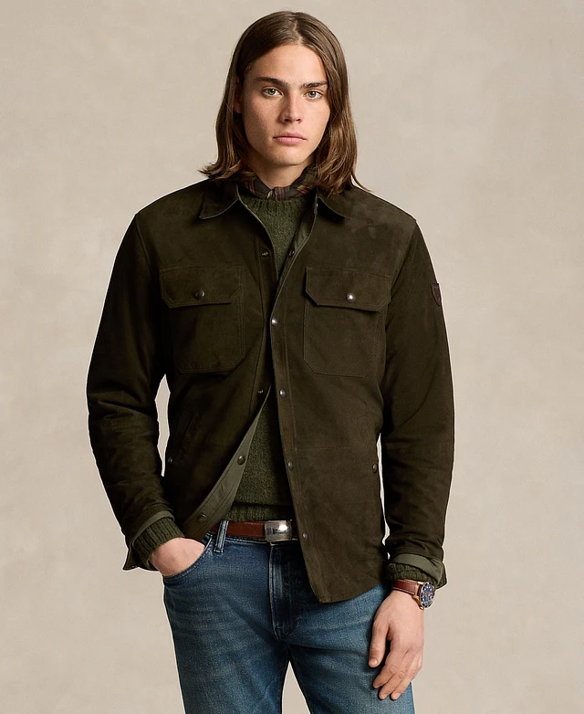 Polo Ralph Lauren Men's Reversible Suede-Taffeta Shirt Jacket | MainPlace Mall Polo Ralph Lauren Men's Reversible Suede-Taffeta Shirt Jacket | MainPlace Mall