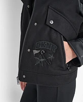 Dkny Women's Mixed Media Patch Jacket