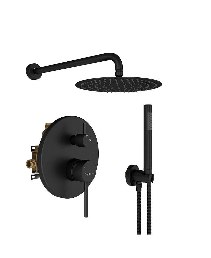 Boyel Living 1-Spray Patterns with 2.5 Gpm 10 in. Round Wall Mount Dual Shower Heads with Pressure Balance Valve