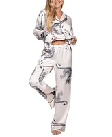 Midnight Bakery Women's 2-Pc. Satin Printed Pajama Set