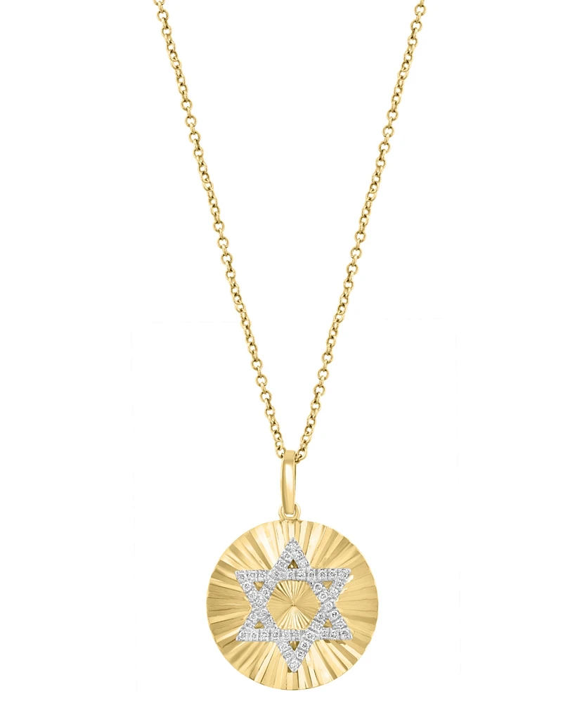 Effy Diamond Star of David Sunray 18" Pendant Necklace (1/8 ct. t.w.) in 14k Gold